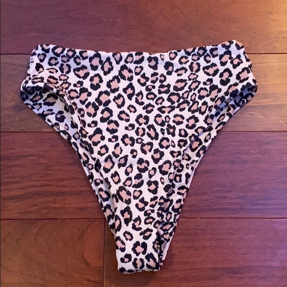 High waisted cheetah print bathing suit bottoms